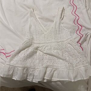 White Eyelet Tank Top